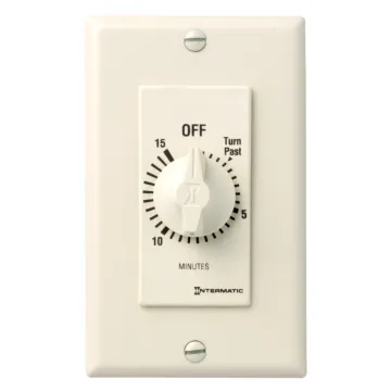 Intermatic Spring Wound Countdown Timer, Decorator Style, 125-277 VAC, 50/60 Hz, SPST, 15 Minute Max, Without Hold, Light Almond