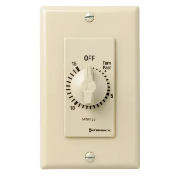 Intermatic Spring Wound Countdown Timer, Decorator Style, 125-277 VAC, 50/60 Hz, SPST, 15 Minute Max, Without Hold, Ivory