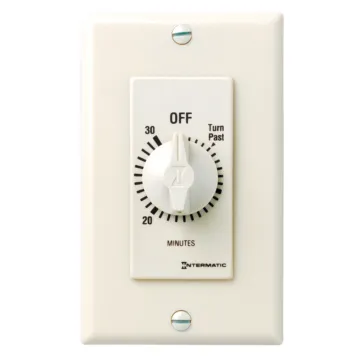Intermatic Spring Wound Countdown Timer, Decorator Style, 125-277 VAC, 50/60 Hz, SPST, 30 Minute Max, Without Hold, Light Almond