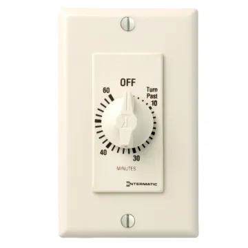 Intermatic Spring Wound Countdown Timer, Decorator Style, 125-277 VAC, 50/60 Hz, SPST, 60 Minute Max, Without Hold, Light Almond