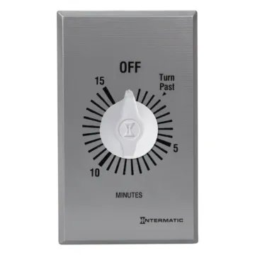 Intermatic Spring Wound Countdown Timer, Commercial, 125-277 VAC, 50/60 Hz, DPST, 15 Minute Max, Without Hold, Silver