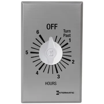 Intermatic Spring Wound Countdown Timer, Commercial, 125-277 VAC, 50/60 Hz, SPST, 6 Hour Max, Without Hold, Silver