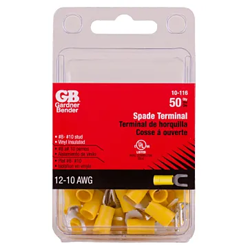 Gardner Bender #12-#10 AWG (5 mm²) Vinyl-Insulated Spade Terminals (8 to 10 Stud)