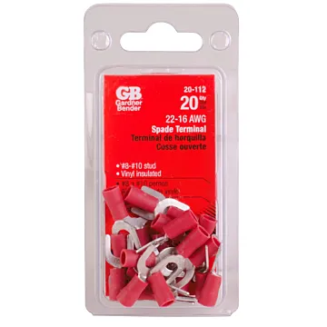 Gardner Bender #22-#18 AWG (0.8 mm²) Vinyl-Insulated Spade Terminals (8 to 10 Stud)