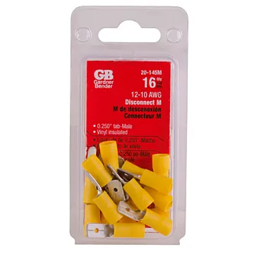 Gardner Bender #12-#10 AWG (5 mm²) Vinyl-Insulated Disconnect (0.25" Tab) - Male