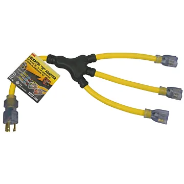 W-Adapter Generator with Indicator Light and 12/3 AWG Cable (Yellow) 2 ft