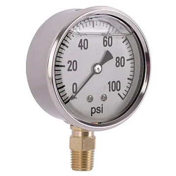 Valley Industries 2-1/2 in 0 - 100 psi 1/4 in MNPT Single Scale Pressure Gauge
