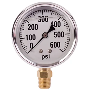 Valley Industries 2-1/2 in 0 - 600 psi 1/4 in MNPT Single Scale Pressure Gauge