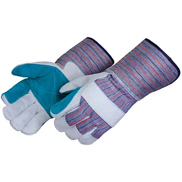 Liberty Safety L Double Palm Leather Gray/Green Palm Gloves