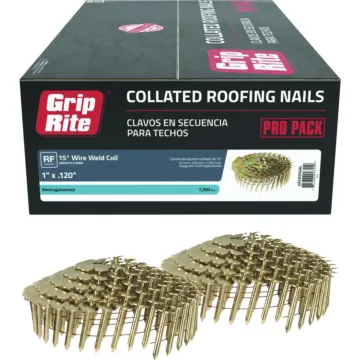 Grip-Rite 1 In. x 0.120 In. 15 Deg. Electrogalvanized Full Round Head Smooth Shank Wire Coil Collated Roofing Nail (7200-Count)