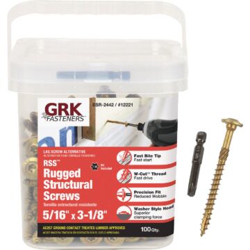 GRK Fasteners 5/16" x 3-1/8" T-30 Star Head, Structural Lag Screw, Climatek Coating (Bulk Box 100 pc)