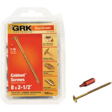 GRK Fasteners #8 x 2-1/2" T-15 Star, Cabinet Screw, Climatek Coating
