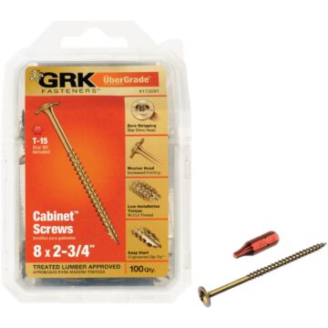 GRK Fasteners #8 x 2-3/4" T-15 Star, Cabinet Screw, Climatek Coating