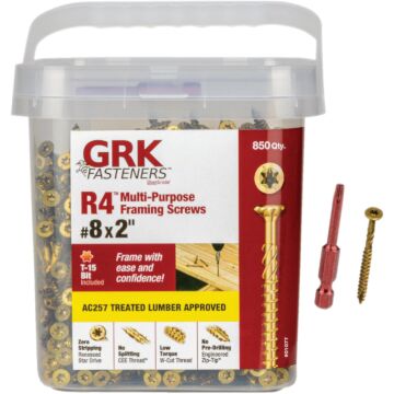 GRK Fasteners #8 x 2" T-25 Star Drive, Multi-Purpose Screw, Climatek Coating (Bulk Box 850 pc)