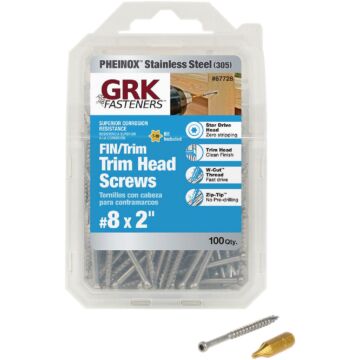 GRK Fasteners #8 x 2" Star Drive, Trim Head Screw, Stainless Steel (Bulk Box 100 pc)