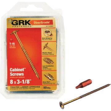 GRK Fasteners #8 x 3-1/8" T-15 Star, Cabinet Screw, Climatek Coating