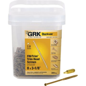 GRK Fasteners #8 x 3-1/8" Star Drive, Trim Head Screw, Climatek Coating (Bulk Box 300 pc)