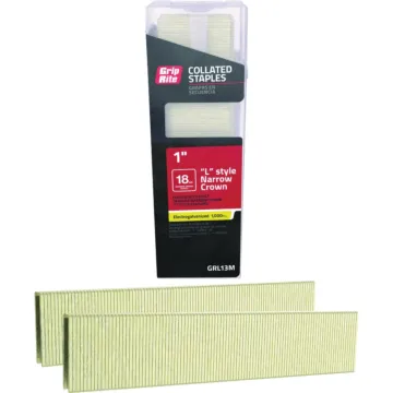 Grip-Rite 1/4 In. x 1 In. 18 ga Electrogalvanized L-Style Collated Narrow Crown Staple (1000-Count)