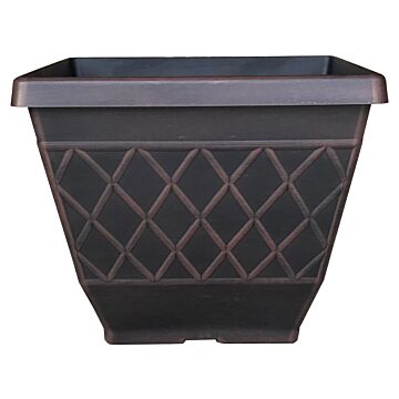 Southern Patio Textured Resin Square Planter (Brown) 16 in. H