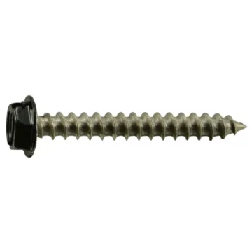 #10 x 1-1/2" Slotted Hex Washer Head, Sheet Metal Screw, Stainless Steel, Black 