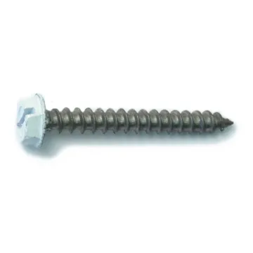 #10 x 1-1/2" Slotted Hex Washer Head, Sheet Metal Screw, Stainless Steel, White 