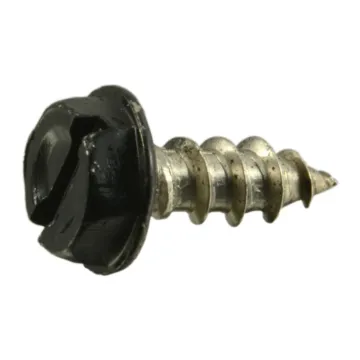 #10 x 1/2" Slotted Hex Washer Head, Sheet Metal Screw, Stainless Steel, Black 