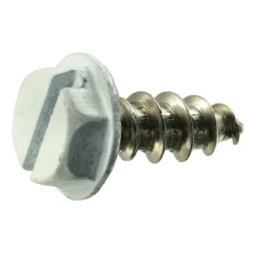 #10 x 1/2" Slotted Hex Washer Head, Sheet Metal Screw, Stainless Steel, White 