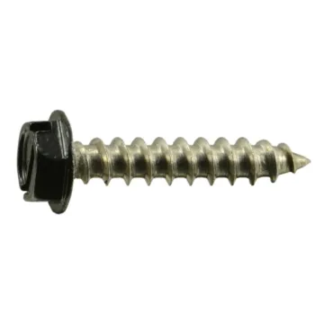 #10 x 1" Slotted Hex Washer Head, Sheet Metal Screw, Stainless Steel, Black 