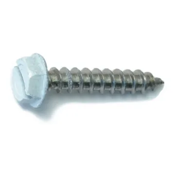 #10 x 1" Slotted Hex Washer Head, Sheet Metal Screw, Stainless Steel, White 