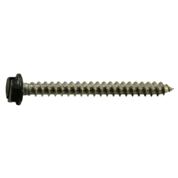 #10 x 2" Slotted Hex Washer Head, Sheet Metal Screw, Stainless Steel, Black 