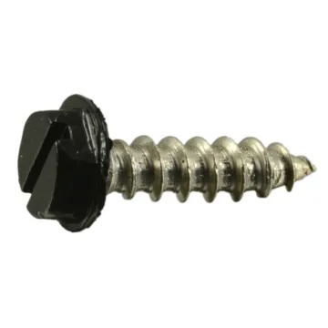 #10 x 3/4" Slotted Hex Washer Head, Sheet Metal Screw, Stainless Steel, Black 