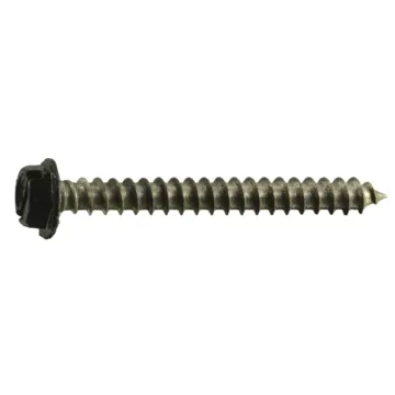 #8 x 1-1/2" Slotted Hex Washer Head, Sheet Metal Screw, Stainless Steel, Black 