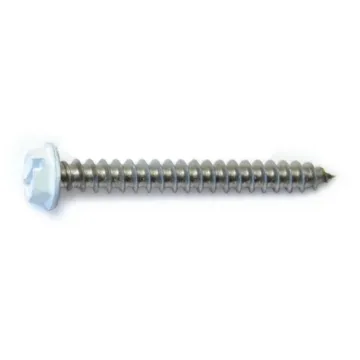 #8 x 1-1/2" Slotted Hex Washer Head, Sheet Metal Screw, Stainless Steel, White 