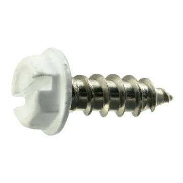 #8 x 1/2" Slotted Hex Washer Head, Sheet Metal Screw, Stainless Steel, White 