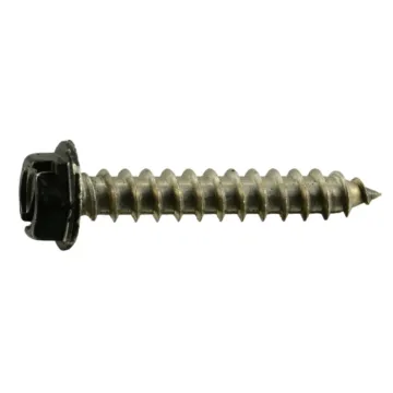 #8 x 1" Slotted Hex Washer Head, Sheet Metal Screw, Stainless Steel, Black 