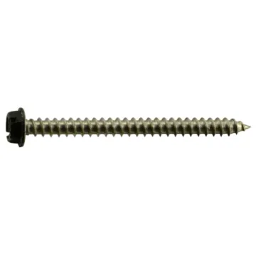 #8 x 2" Slotted Hex Washer Head, Sheet Metal Screw, Stainless Steel, Black 