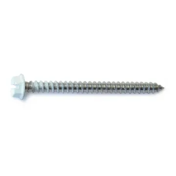 #8 x 2" Slotted Hex Washer Head, Sheet Metal Screw, Stainless Steel, White 