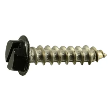 #8 x 3/4" Slotted Hex Washer Head, Sheet Metal Screw, Stainless Steel, Black 