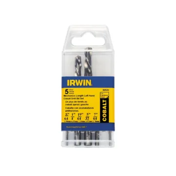 Irwin IRWIN Left Hand Drill Bit Set, Cobalt Alloy Steel, 5/64-Inch To 19/64-Inch, 5-Piece