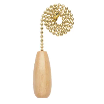 Jandorf Pull Chain Natural Wooden Cylinder with 12" Chain