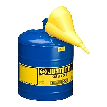 Justrite 5 Gallon Steel Safety Can for Kerosene, Type I, Funnel, Flame Arrester, Blue - 7150310