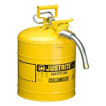 JustRite 5 Gallon, 1" Metal Hose, Steel Safety Can for Diesel, Type II, AccuFlow™, Yellow - 7250230