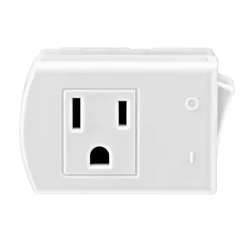 Leviton 15 Amp Plug-In Switch Tap with On/Off Switch , Grounding, White