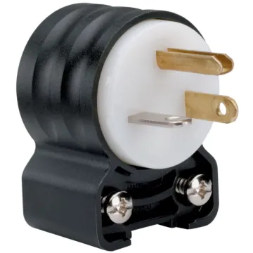 Pass & Seymour 125 VAC 20 A Blk/White Angled Extra Hard Use Straight Blade Plug