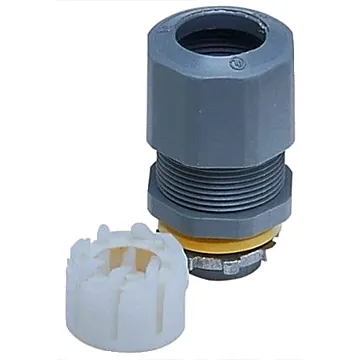 Arlington Industries Low-profile non-metallic, liquid-tight, oil-tight, and strain relief cord connector furnished with a sealing ring and locknut. Supports .100 to .300 cord range. Includes assembled LPCG50 UF grommet 14/2 to 12/2 and cord grommet .100 t