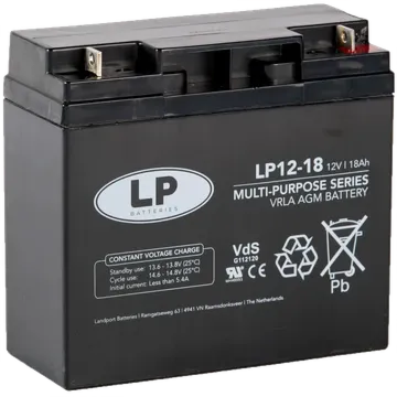 Landport Batteries LP12-18NB 12 V 18 Ah at 20 hr ABS Plastic AGM Sealed Lead Acid Battery
