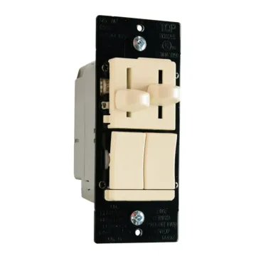Pass & Seymour LS Series CFL/LED/Incandescent Single Pole/3-Way Slide Dimmer with Single Pole/3-Way, 3-Speed De-Hummer Fan Control, Preset, Light Almond