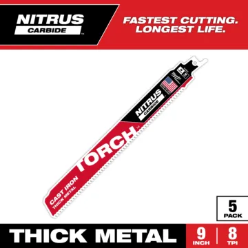 Milwaukee 8 TPI TORCH™ with NITRUS™ Carbide SAWZALL® Blade for Cast Iron (5pk) 9 in.