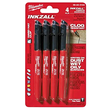 Milwaukee 4PK INKZALL™ Black Fine Point Marker