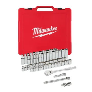 Milwaukee 3/8" Drive 56pc Ratchet & Socket Set with FOUR FLAT™ SIDES - SAE & Metric